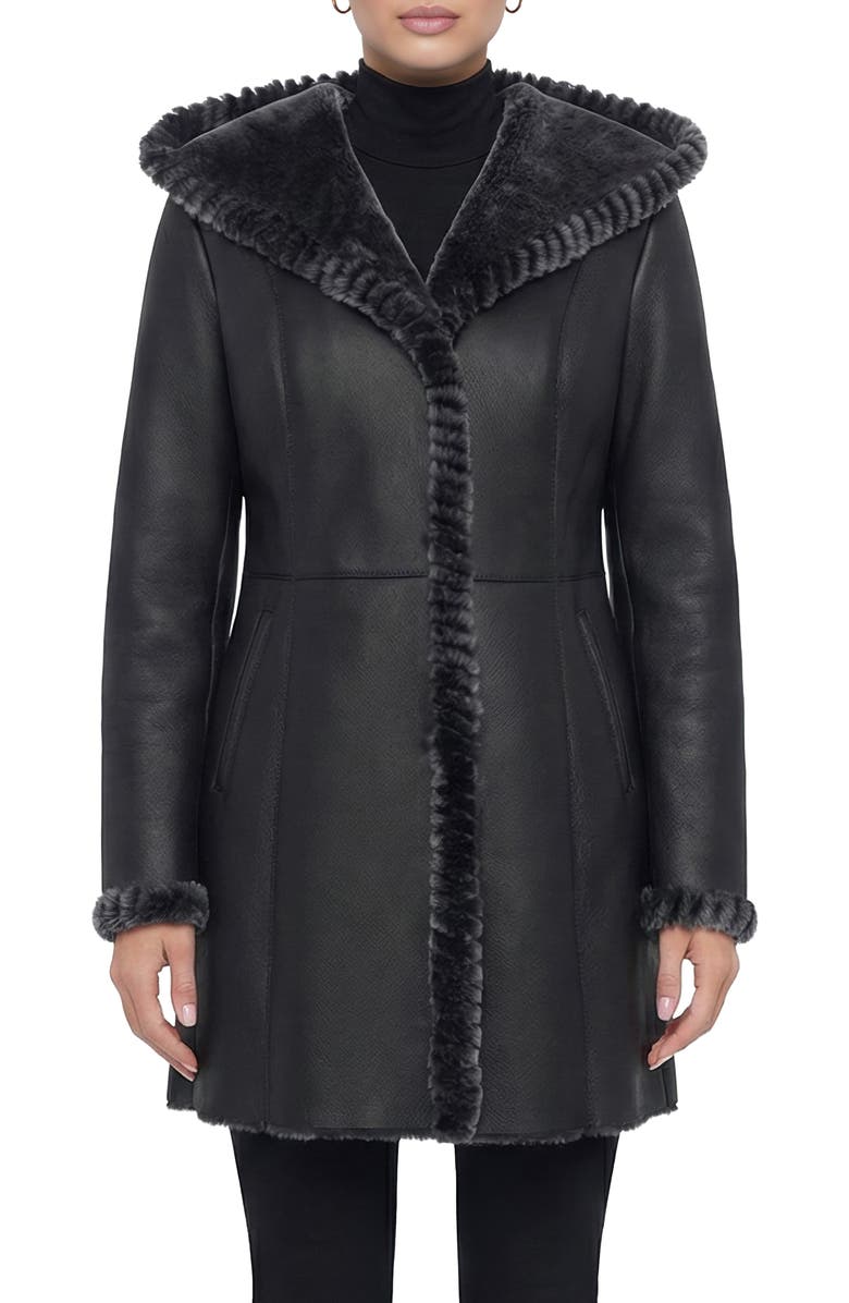 GORSKI Merino Genuine Shearling Parka With Whipstitch Trim, Main, color, Black Brisa