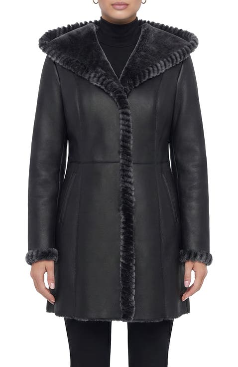 Merino Genuine Shearling Parka With Whipstitch Trim