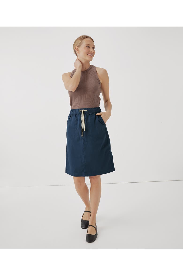 Organic Cotton Daily Twill Skirt, Alternate, color, French Navy
