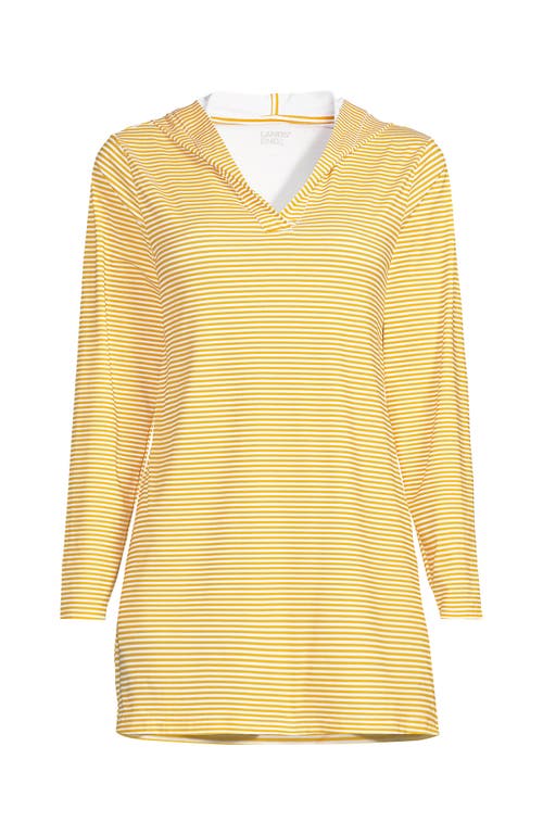 LANDS' END LANDS' END COTTON JERSEY LONG SLEEVE HOODED SWIM COVER-UP DRESS 