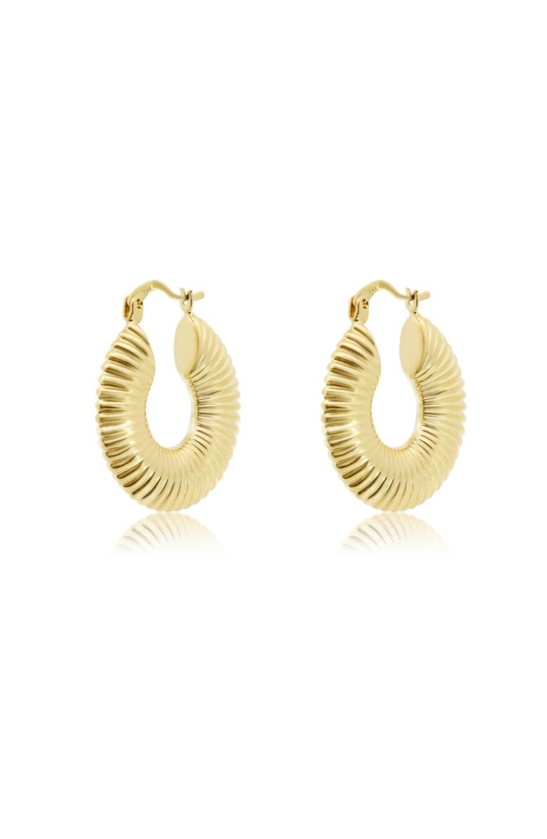 The Lovery Fine Jewelry Ribbed Gold Hoop Earrings, Alternate, color, Yellow Gold