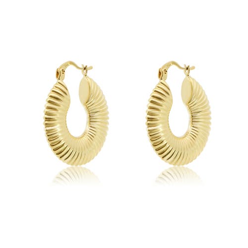The Lovery Fine Jewelry Ribbed Gold Hoop Earrings In Gold