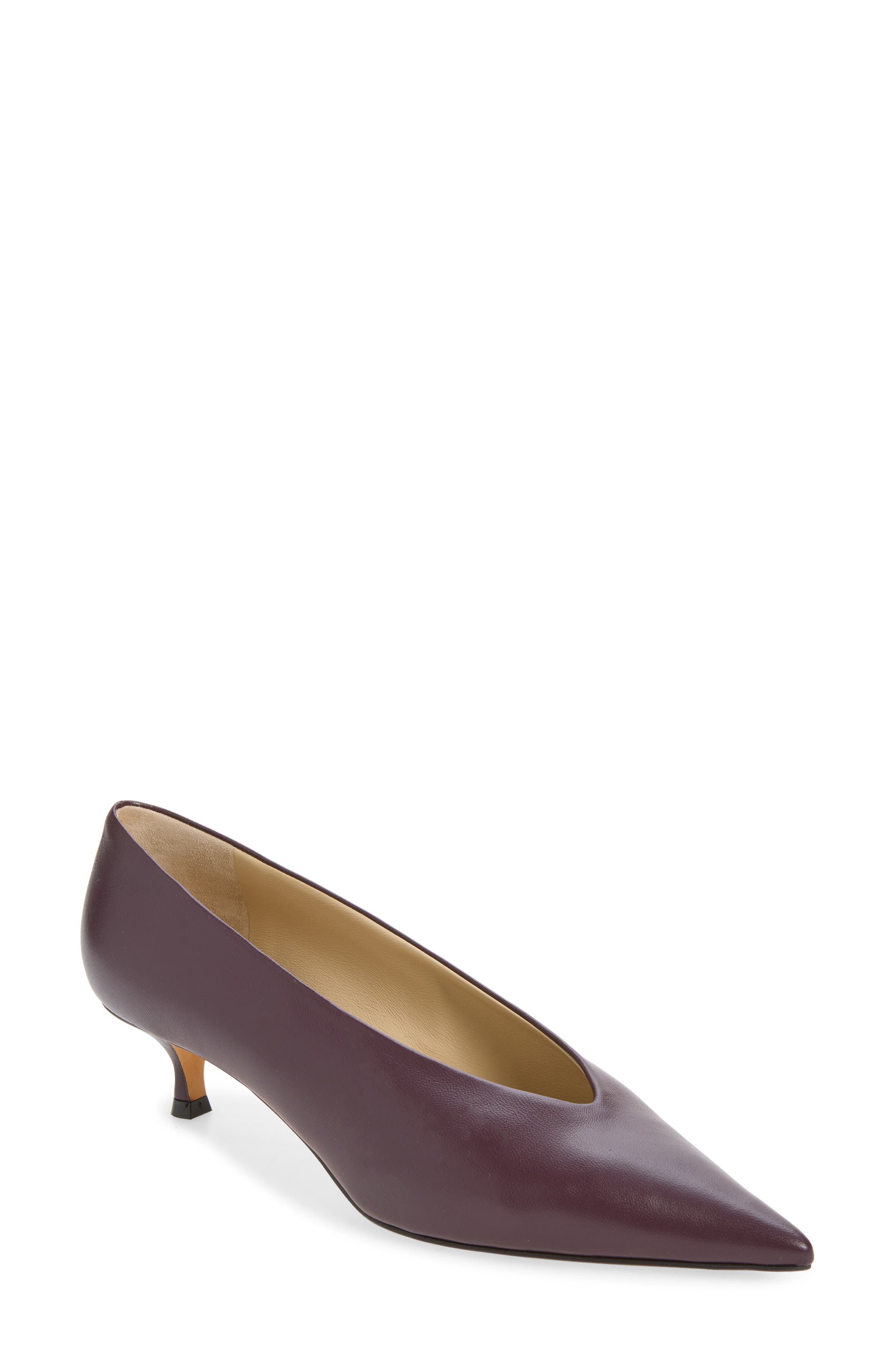 Babouche Kitten Heel Pointed Toe Pump, Main, color, PLUM