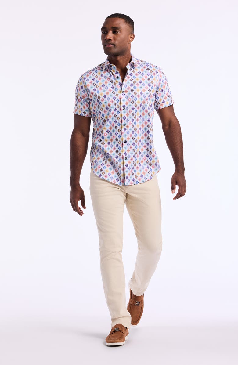 Robert Graham Peterman Short Sleeve Cotton Button-Up Shirt, Alternate, color, Multi