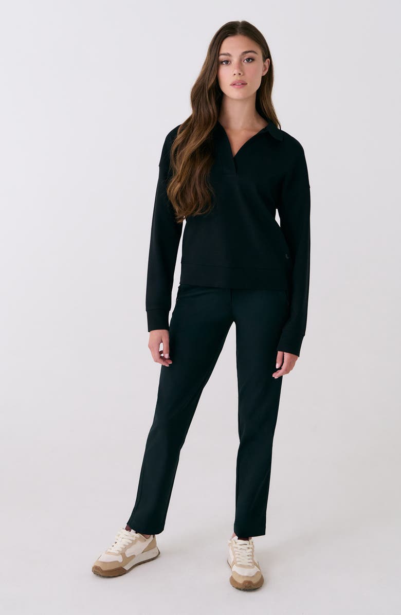 Lole Mindset Johnny Collar Sweatshirt, Alternate, color, Black