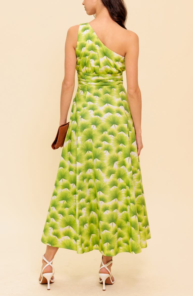 FLYING TOMATO One Shoulder Print Midi Dress, Alternate, color, Ivory Green