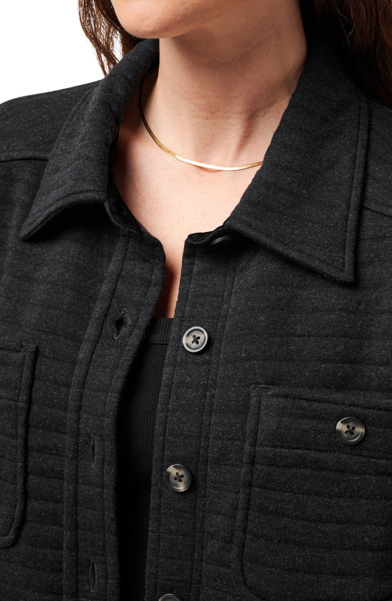 TravisMathew Serene Horizon Quilted Shirt Jacket, Alternate, color, Heather Black