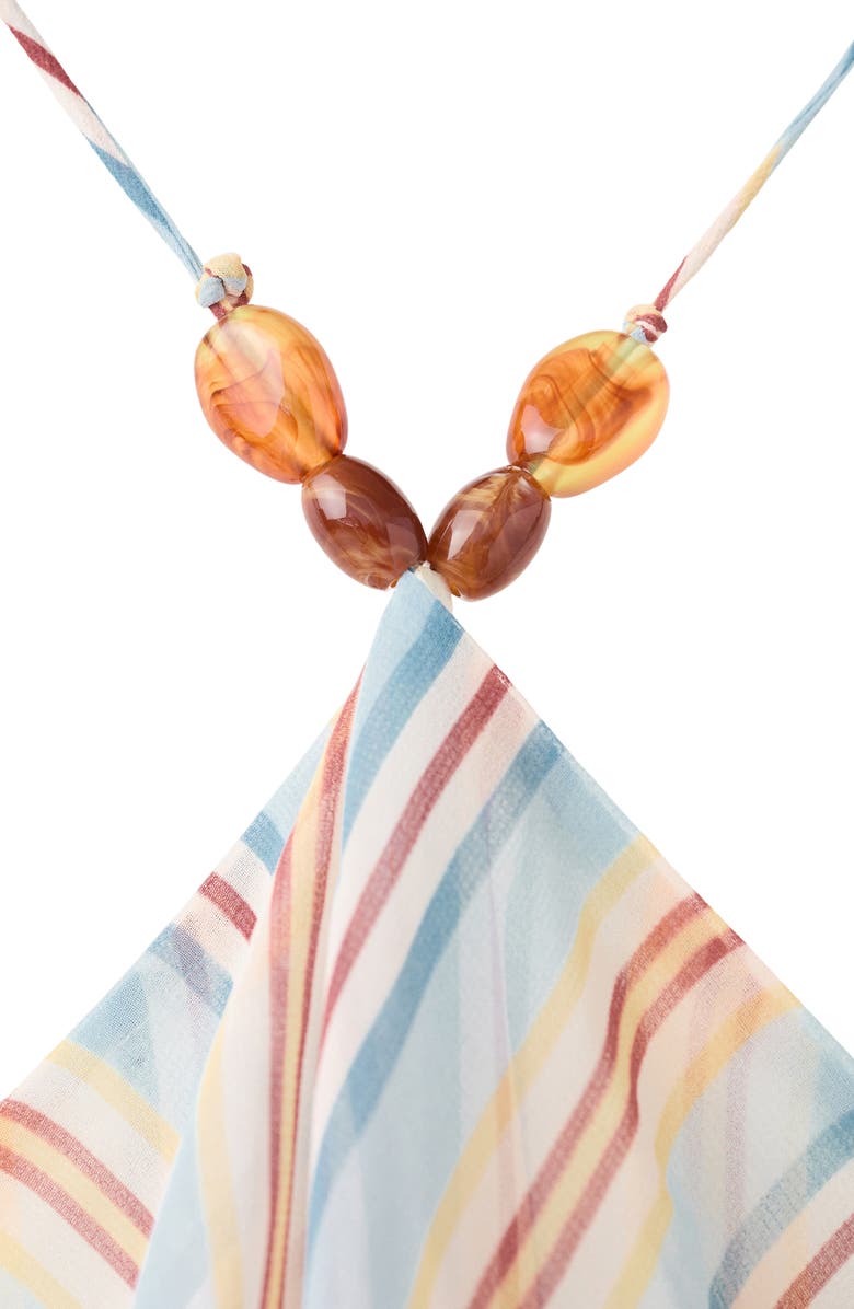 MANGO Vestido Hannah Stripe Ruffle Chiffon Maxi Dress, Alternate, color, Blue