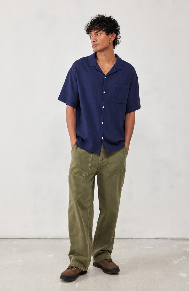 BDG Urban Outfitters Crinkle Shirt, Alternate, color, Navy