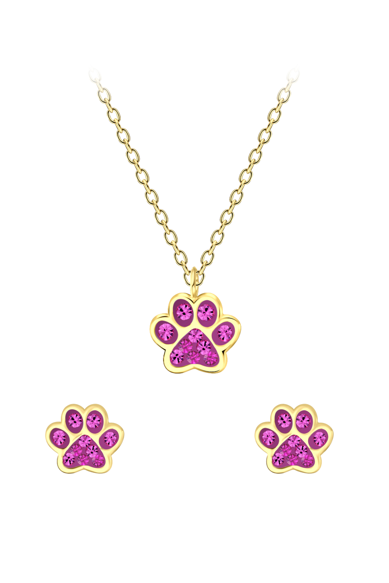 Sterling Silver Paw Jewelry Set in Signature Gift Box, Alternate, color, Gold