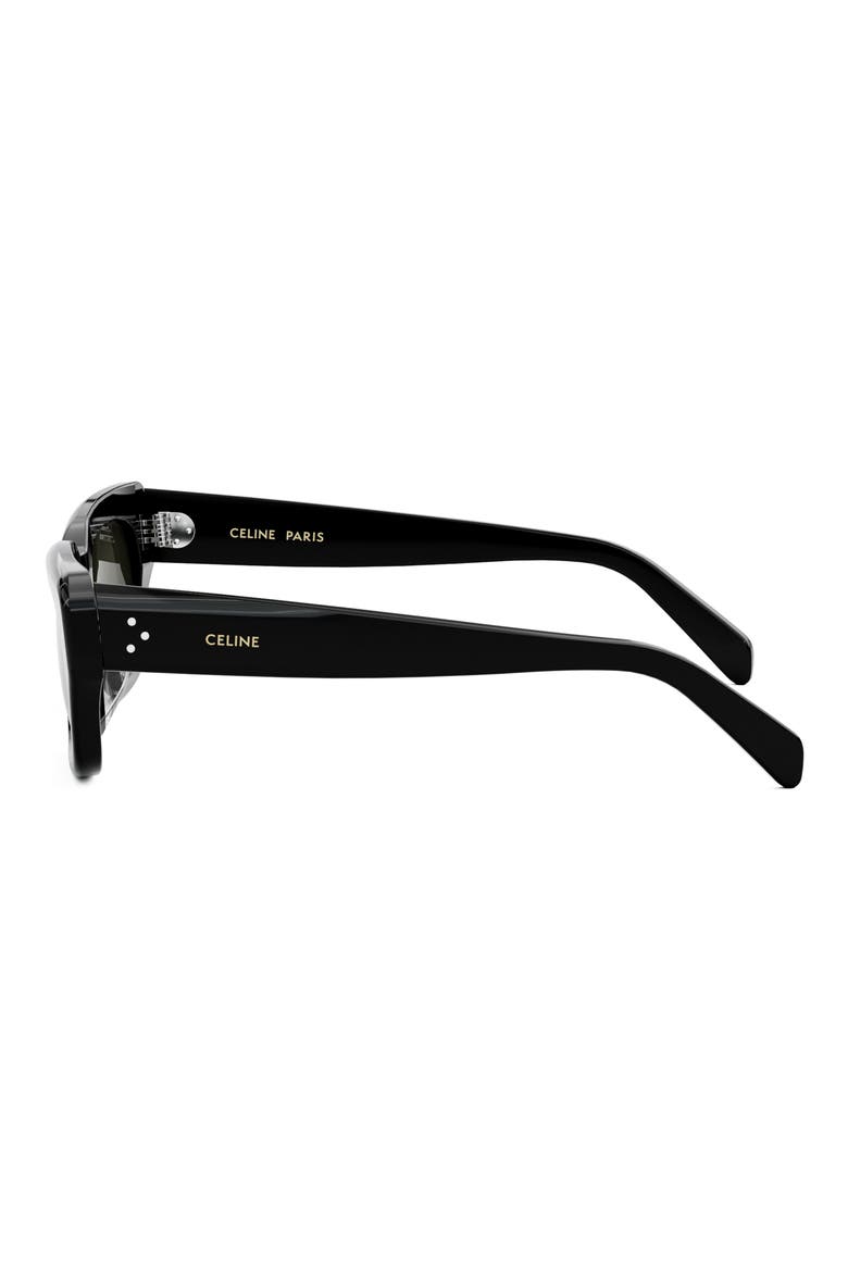 Bold 3 Dot Rectangular Sunglasses, Alternate, color, SHINY BLACK / SMOKE