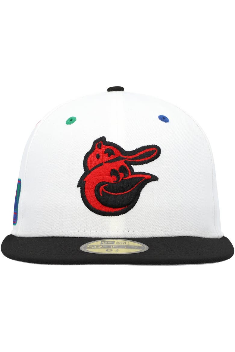 Men's New Era White/Black Baltimore Orioles  Primary Eye 59FIFTY Fitted Hat, Alternate, color, White