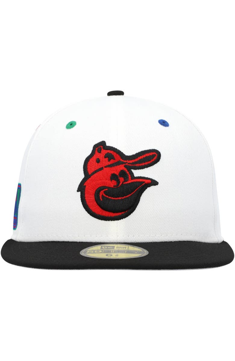 New Era Men's New Era White/Black Baltimore Orioles Primary Eye 59FIFTY Fitted Hat, Alternate, color,