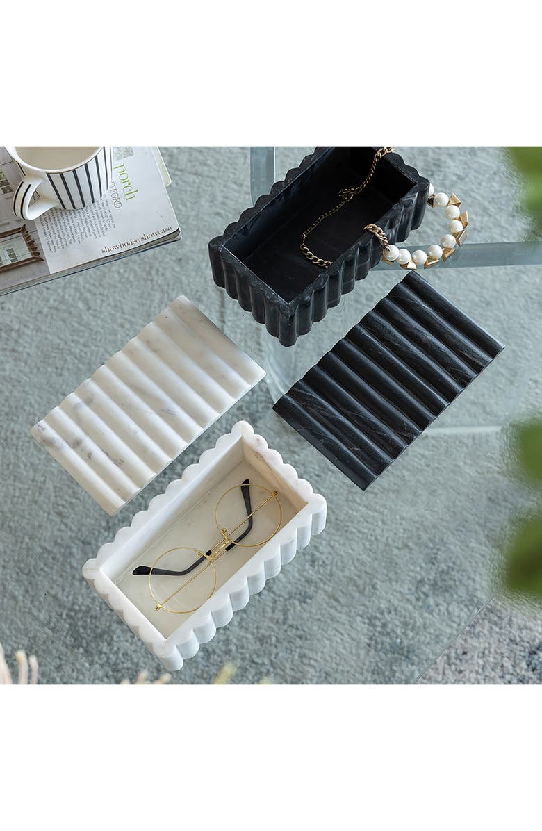 A & B Home White Marble Box, Alternate, color, White