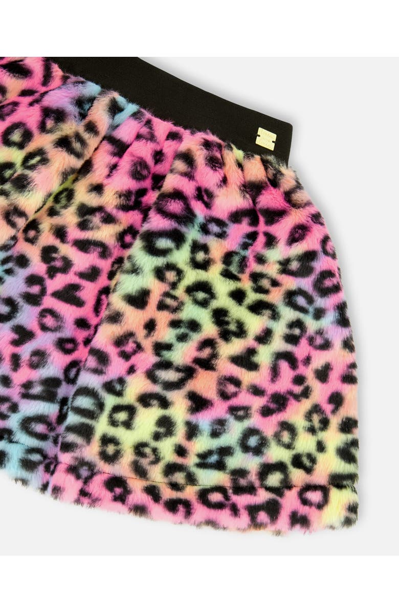 Deux par Deux Faux Fur Skirt Multicolor Leopard, Alternate, color,
