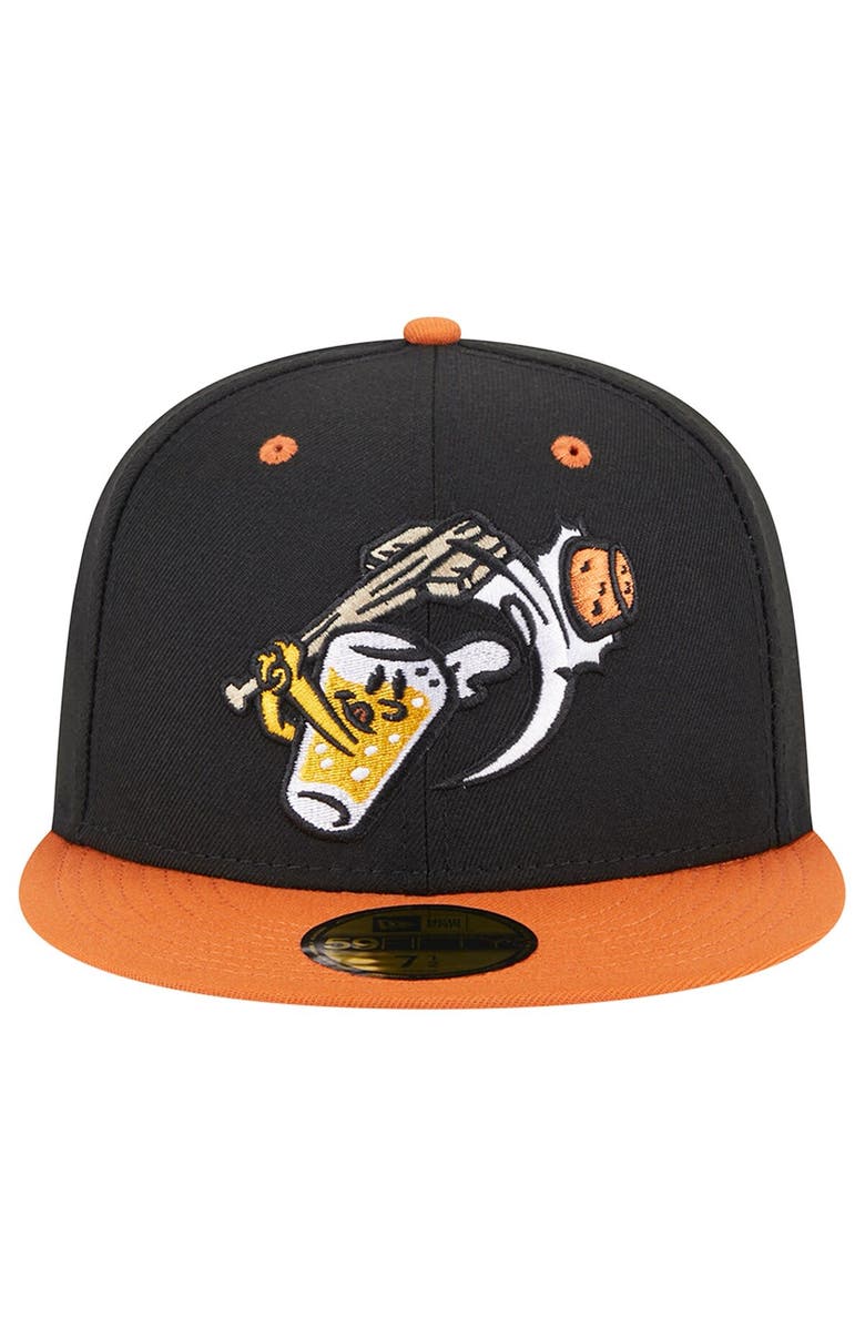 New Era Men's New Era Black West Michigan Whitecaps Theme Nights Beer City Bung Hammers  59FIFTY Fitted Hat, Alternate, color, 