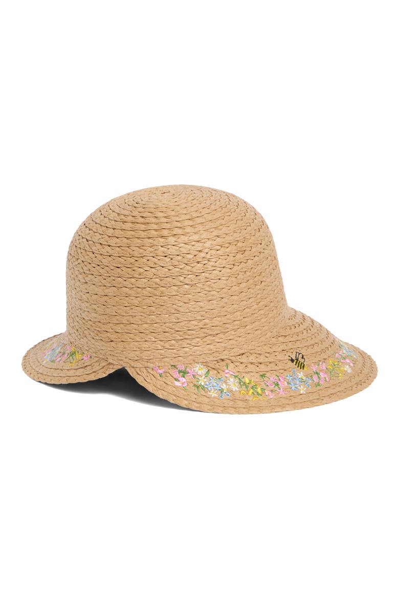 Garden Reader Embroidered Straw Hat, Alternate, color, NATURAL