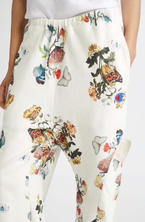 Undercover X Champion Floral & Butterfly Print Joggers In White