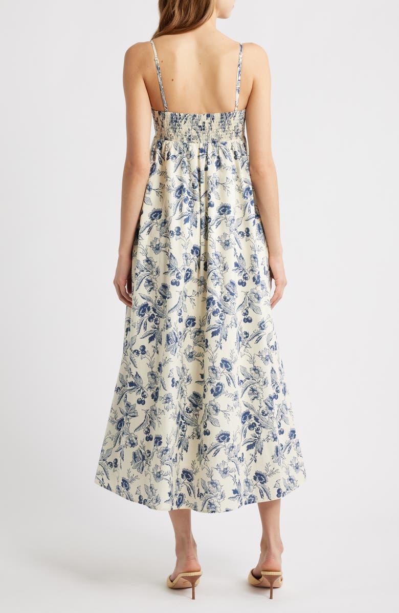 Nia Clove Floral Midi Sundress, Alternate, color, Navy