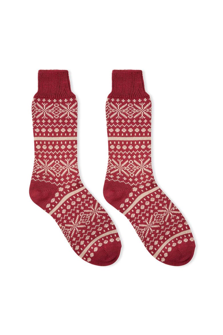 Fair Isle Sock, Alternate, color, MERLOT / OATMEAL