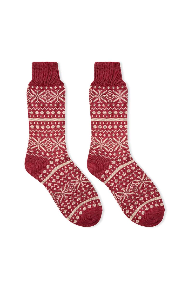 Celtic & Co. Fair Isle Sock, Alternate, color, Merlot / Oatmeal