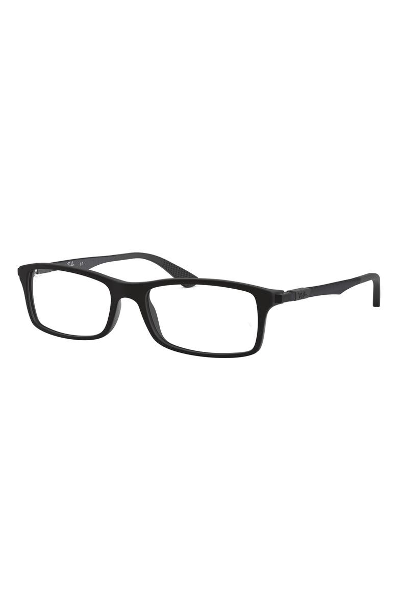 Ray-Ban 56mm Rectangular Optical Glasses, Alternate, color, Matte Black