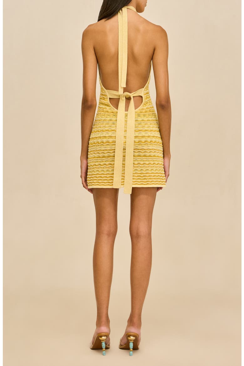 Erina Knit Halter Body-Con Minidress, Alternate, color, MARIGOLD