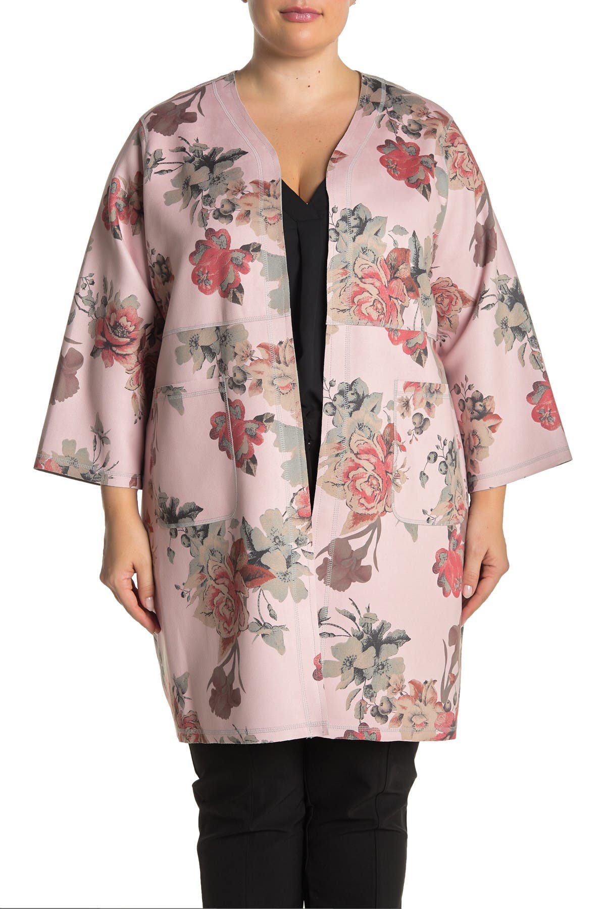 T Tahari Floral Print Faux Suede Topper (Women) | Nordstromrack