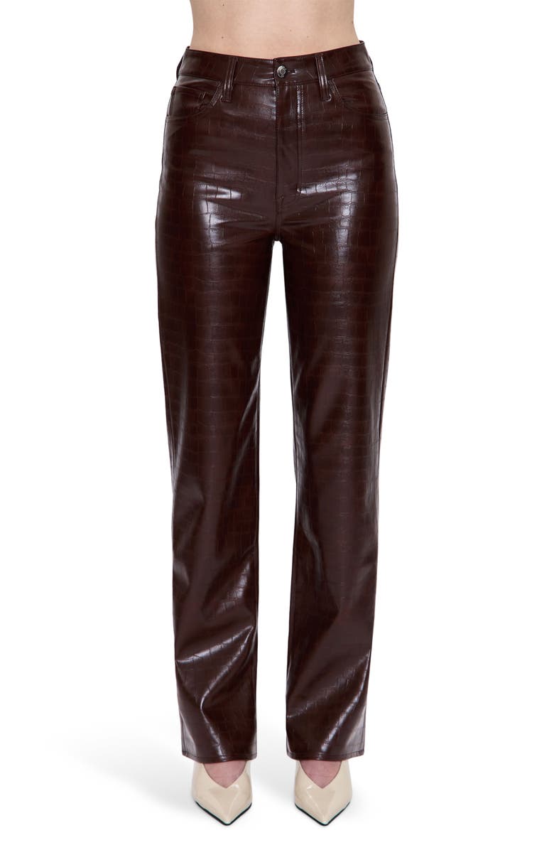 Pistola Cassie Embossed Faux Leather Flare Pants, Main, color, Tobacco Croc