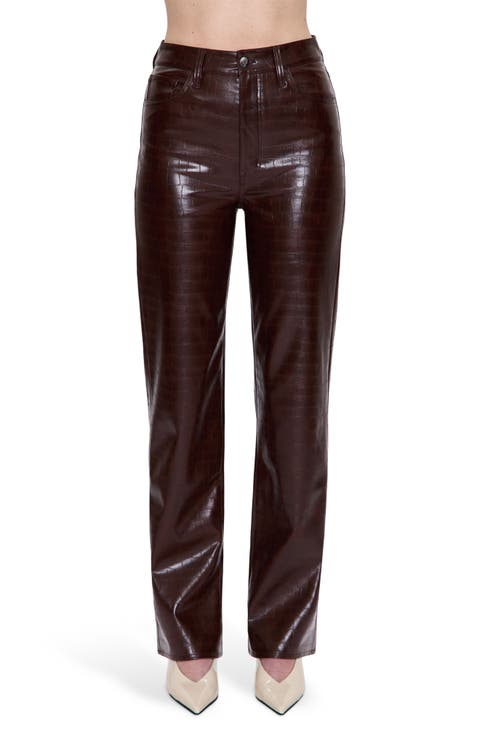 Cassie Embossed Faux Leather Flare Pants