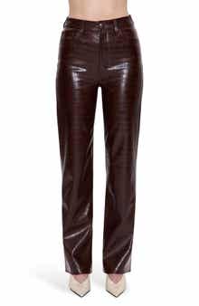 Pistola Cassie Embossed Faux Leather Flare Pants