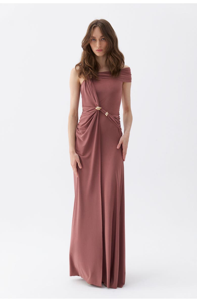 Nocturne Long Dress with Accessory Detail, Main, color, 