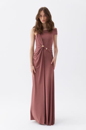 Nocturne Long Dress with Accessory Detail | Nordstrom Nocturne Long Dress with Accessory Detail | Nordstrom