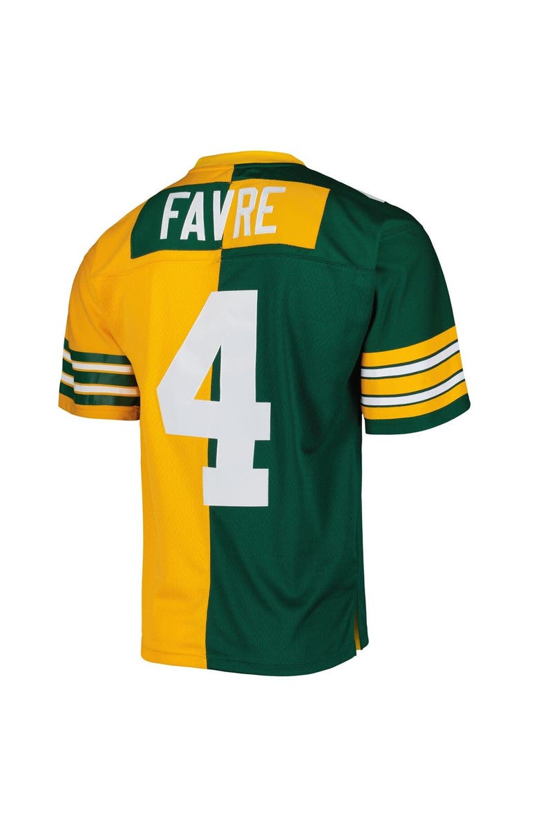 Mitchell & Ness Men's Mitchell & Ness Brett Favre Green/Gold Green Bay Packers 1996 Split Legacy Replica Jersey, Alternate, color, 