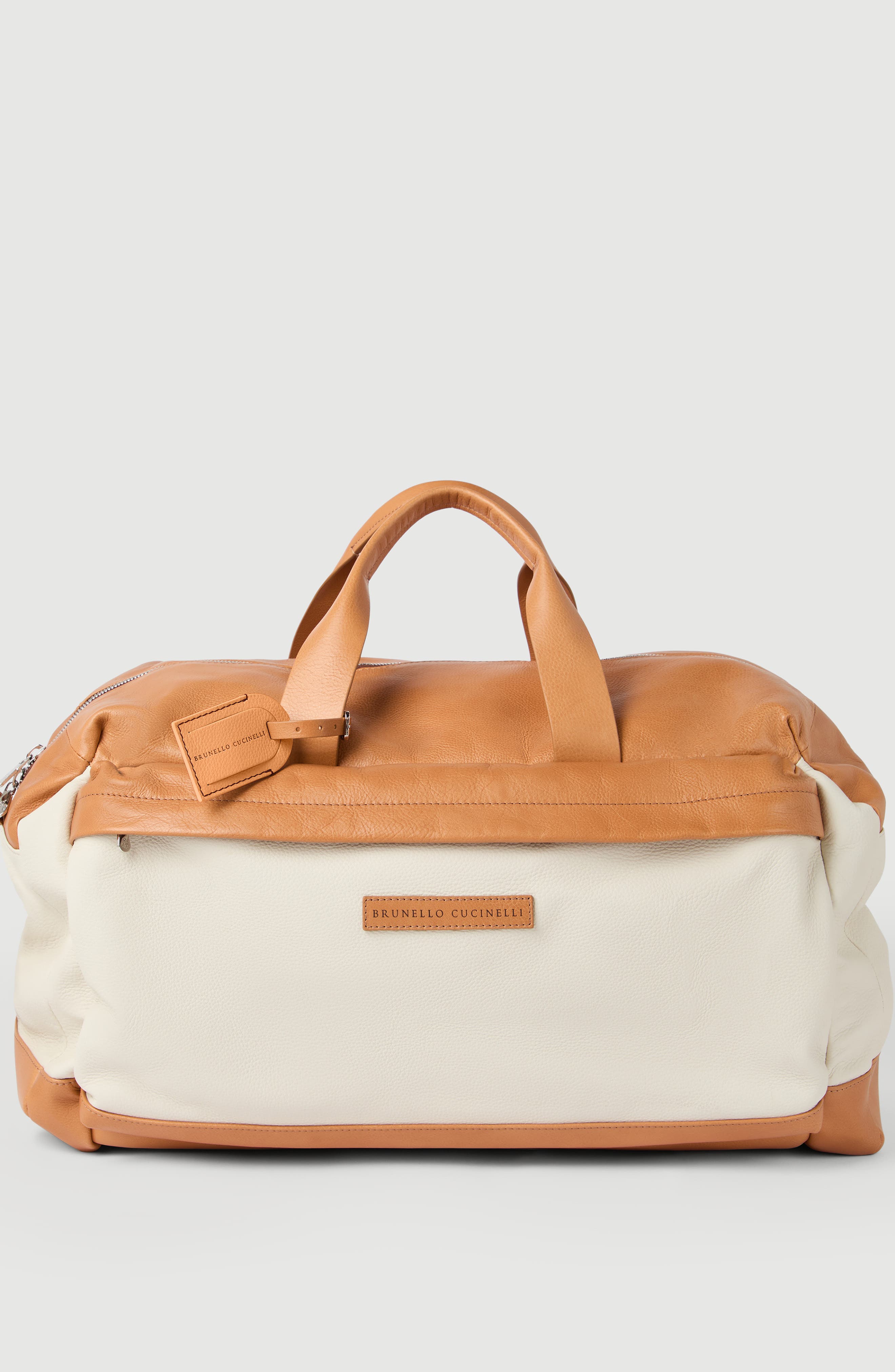 Brunello Cucinelli Grained calfskin active bag, Alternate, color, Natural