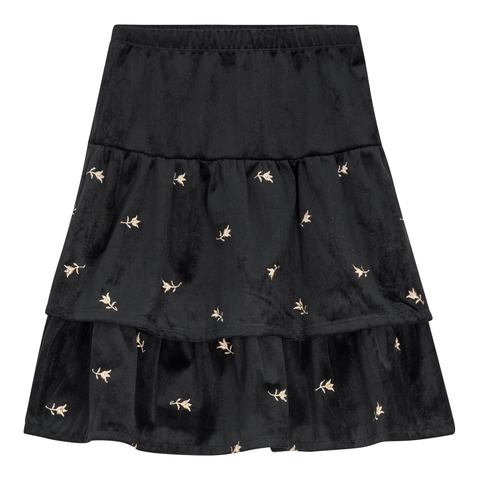 Embroidered Velvet Layered Skirt (Big Kid)