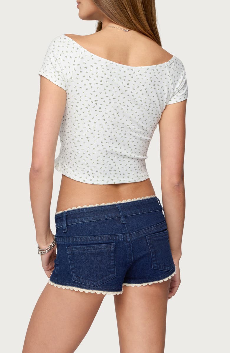 EDIKTED Perry Floral Print Crop Top, Alternate, color, White