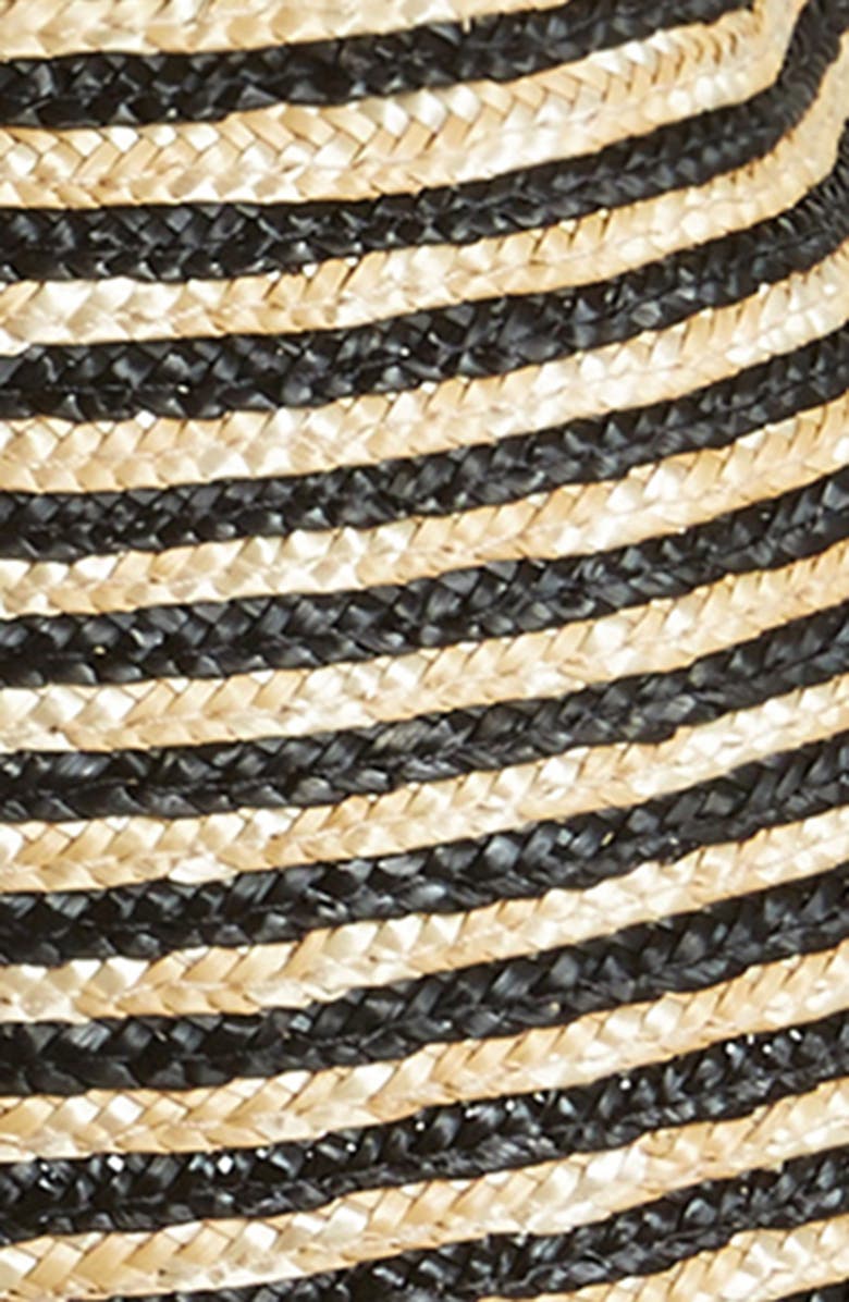 Saint Laurent Stripe Wide Brim Straw Hat, Alternate, color,