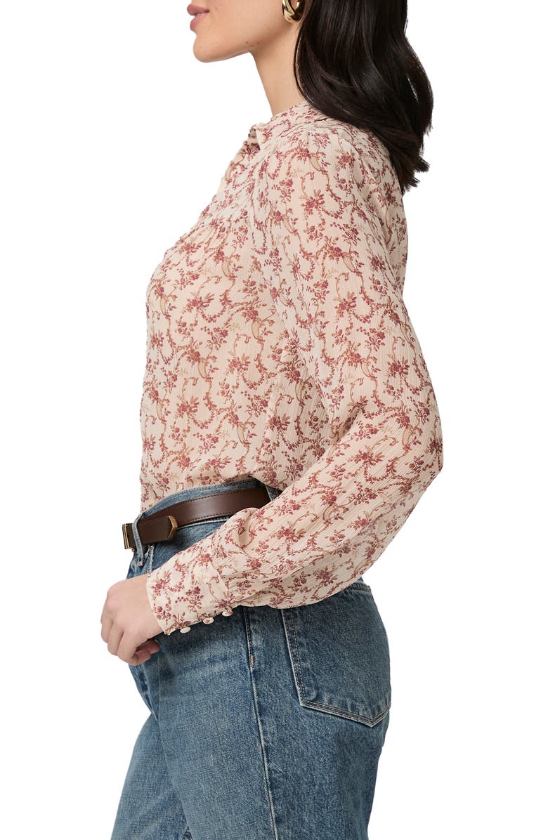 PAIGE Gardener Floral Silk Button-Up Shirt, Alternate, color, Cream/ Flagstone