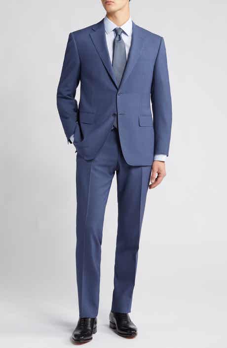 Siena Regular Fit Solid Blue Wool Suit