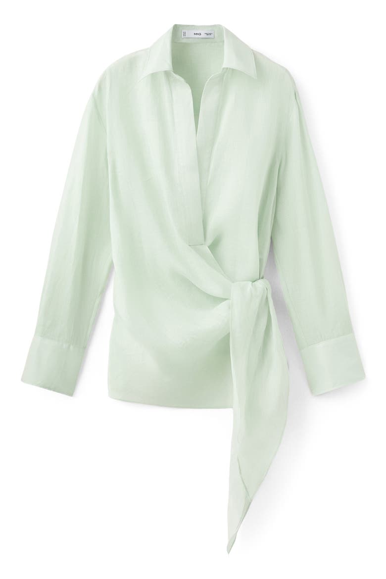 Faux Wrap Woven Shirt, Alternate, color, GREEN