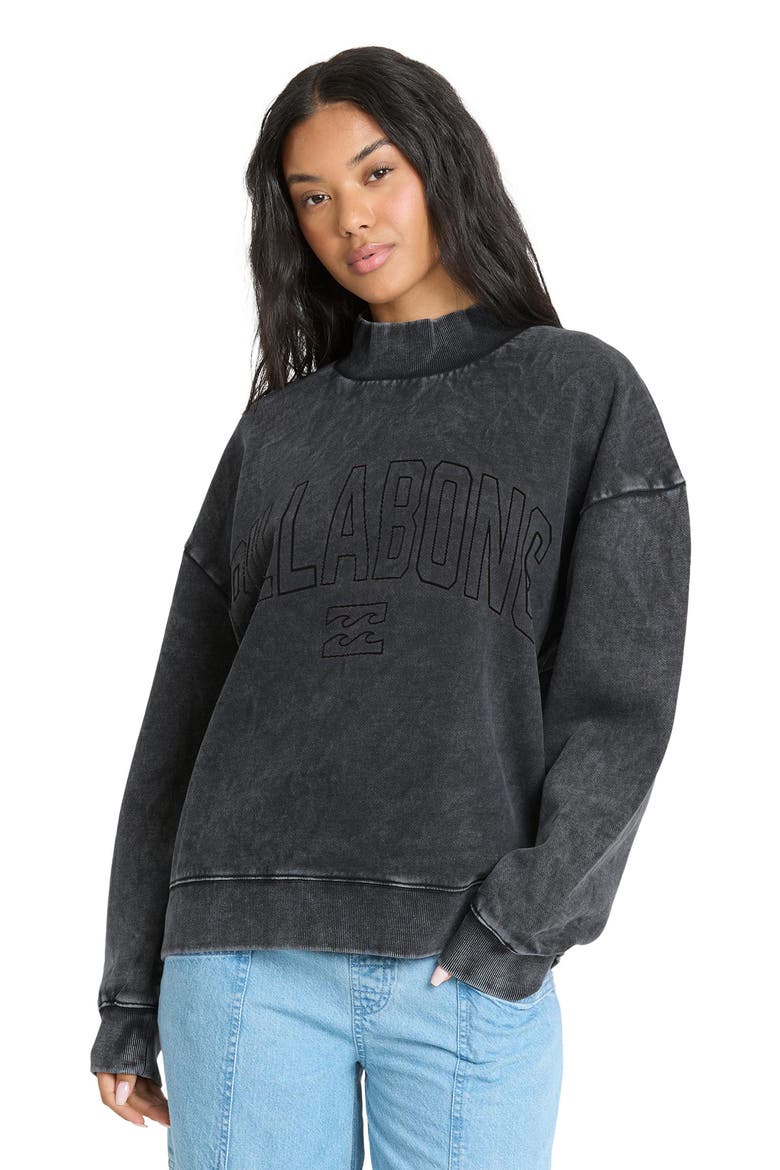 Sun Washed Mock Neck Graphic Sweatshirt, Alternate, color, BLACK SANDS