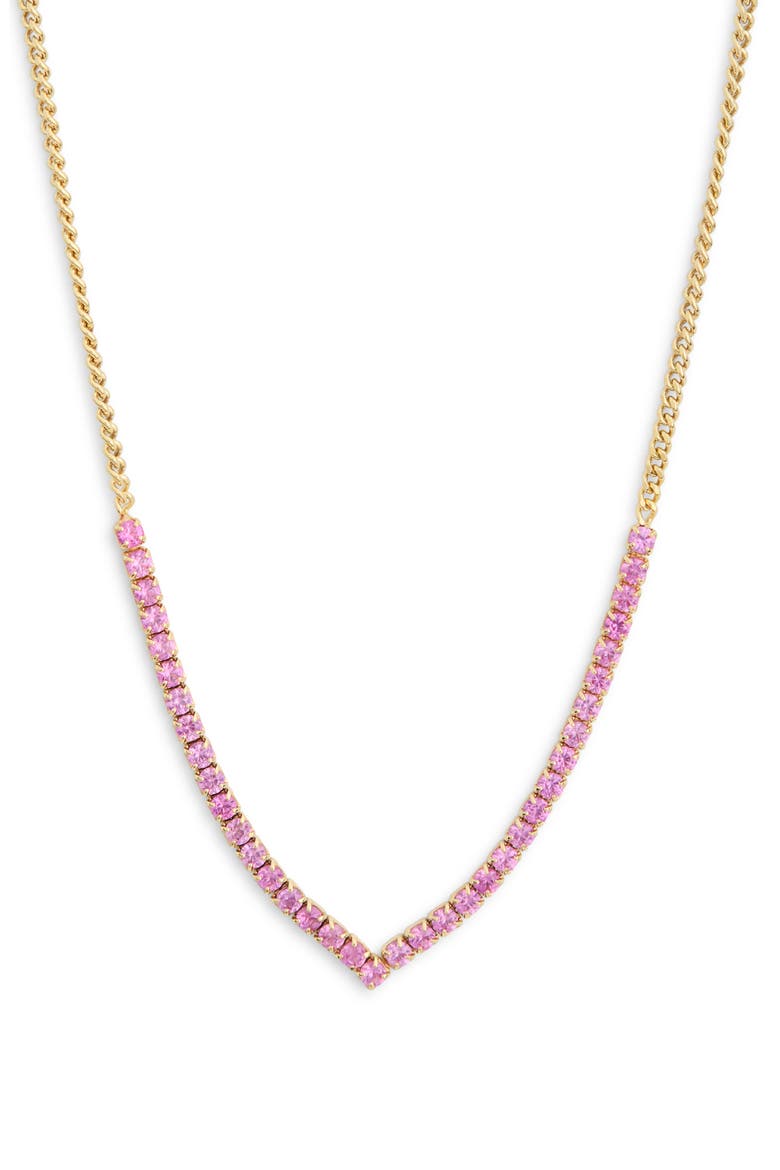 Colorful Crystal V-Front Chain Necklace, Main, color, YELLOW/PINK
