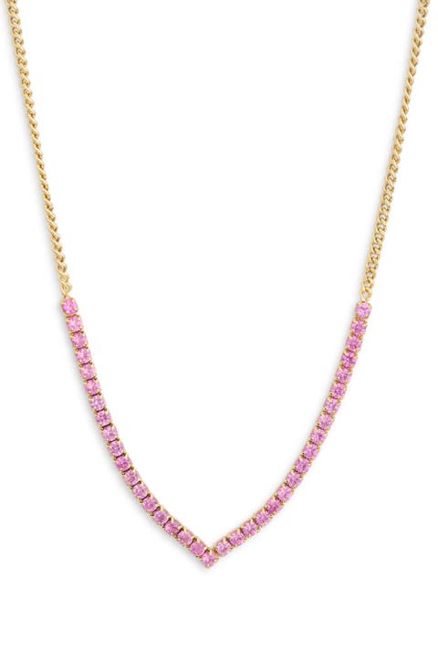 Colorful Crystal V-Front Chain Necklace