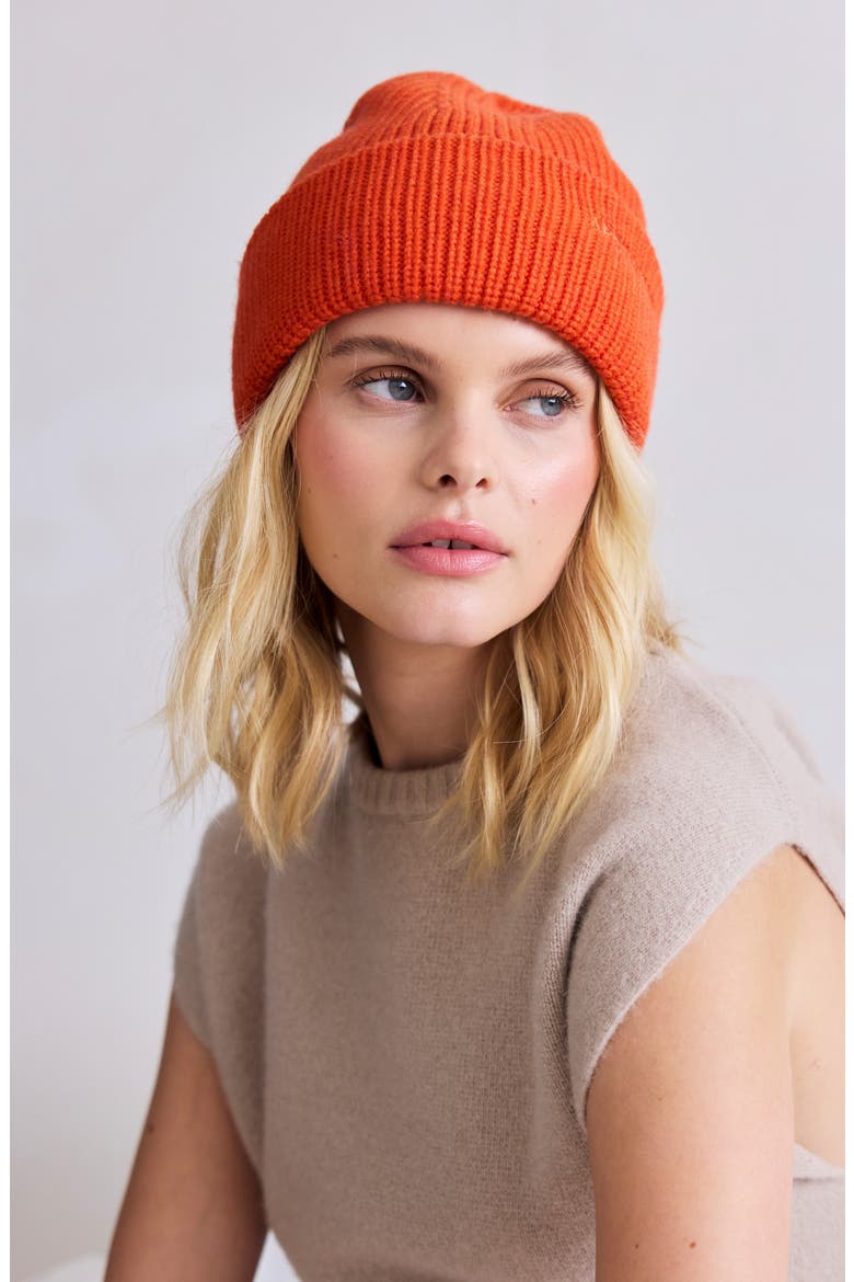 The Embroidered Merino Wool Beanie, Alternate, color, SUNKISSED CORAL