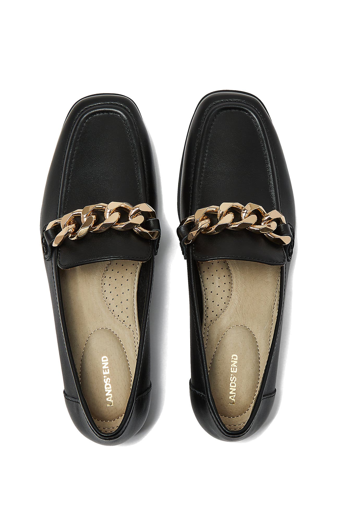 Chain Leather Loafers, Alternate, color, Black Leather