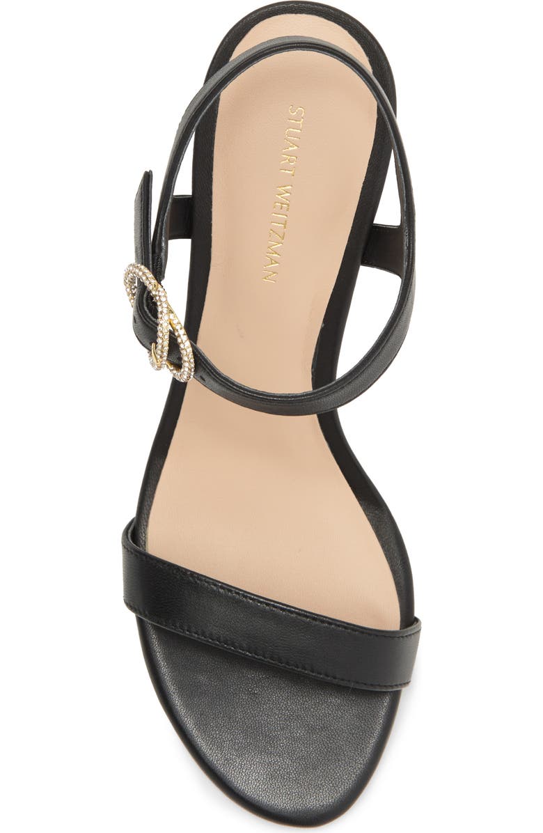 Stuart Weitzman Crystal Buckle 75 Block Heel Sandal, Alternate, color,