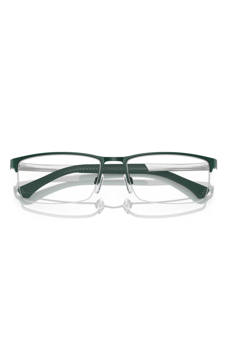 Emporio Armani 57mm Half Rim Optical Glasses, Alternate, color, Matte Green / Demo Lens