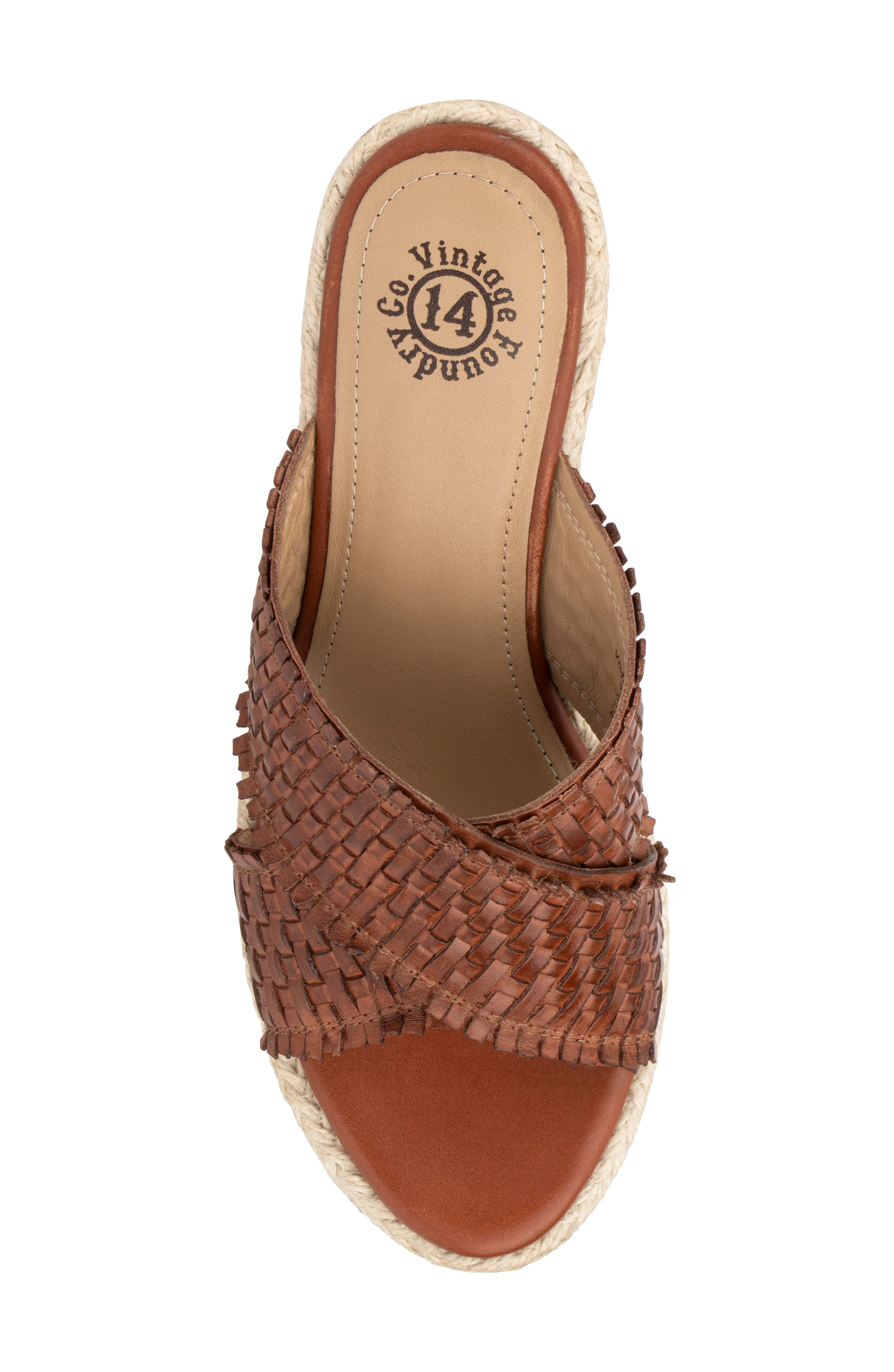 VINTAGE FOUNDRY Lorie Leather Espadrille Platform Wedge Sandal, Alternate, color, Cognac