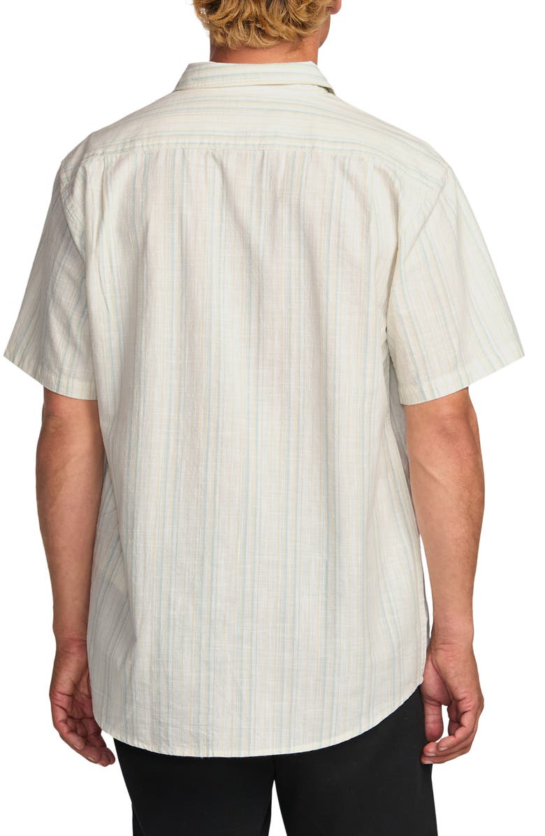 Billabong All Day Stripe Short Sleeve Button-Up Shirt, Alternate, color, Off White